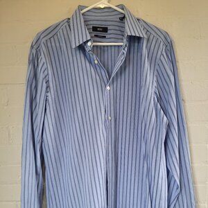 BOSS Hugo Boss Sharp Fit Blue Striped Dress Shirt Men's 16.5 34/35